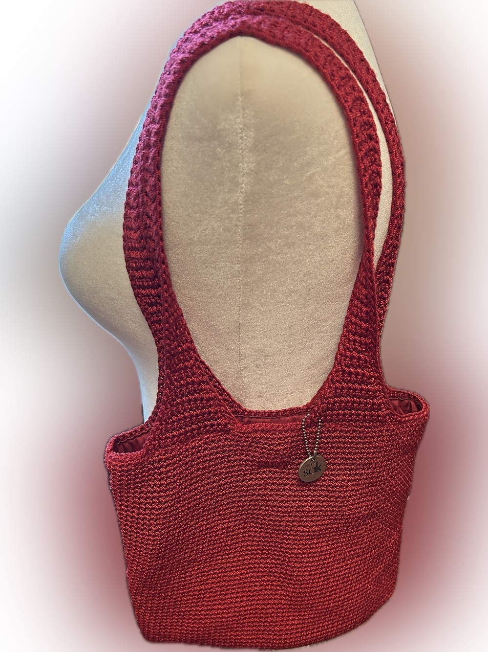 The Sak Deep Red Crochet Shoulder Bag